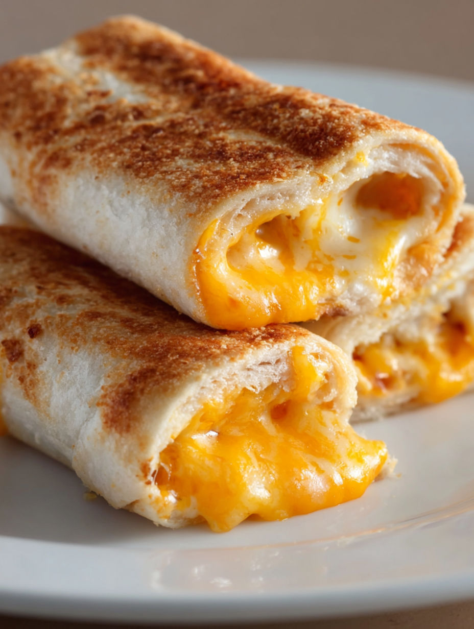 A grilled cheese sandwich is cut in half and placed on a plate.