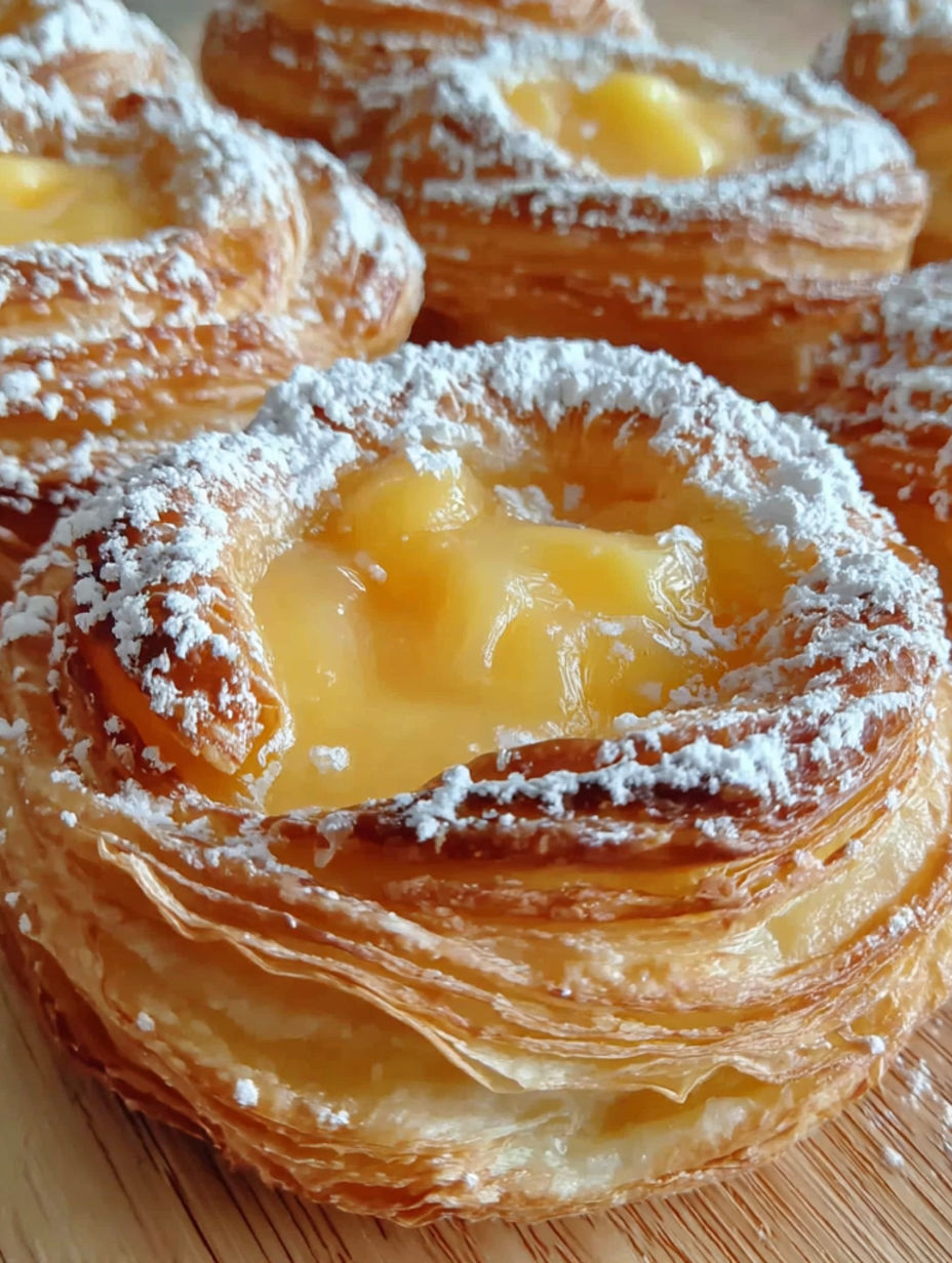 A pastry with a yellow filling.