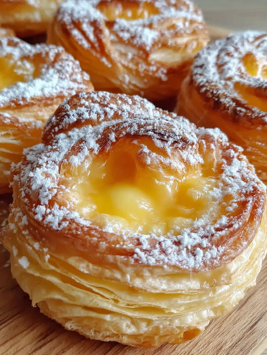 A pastry with a yellow filling.