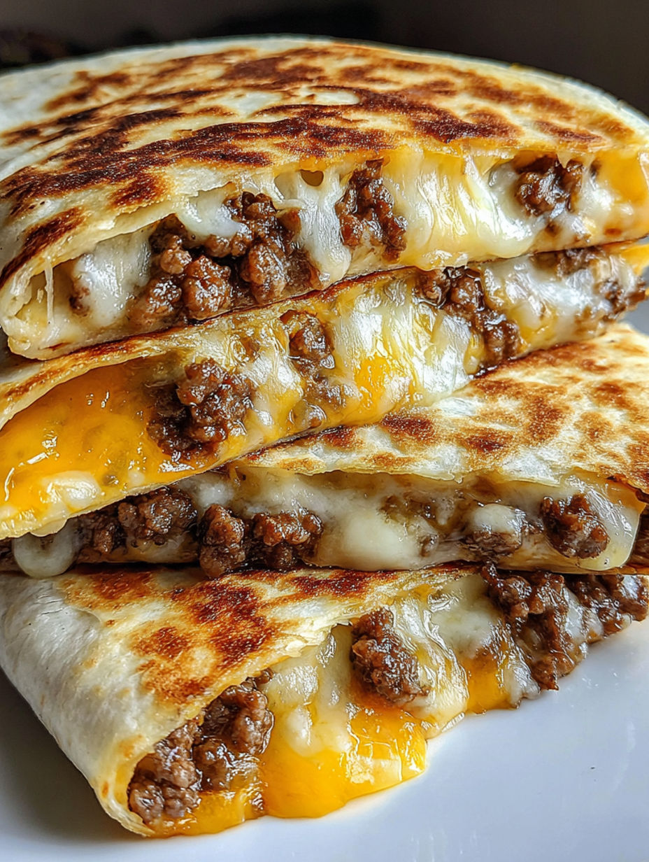 A stack of three quesadillas.