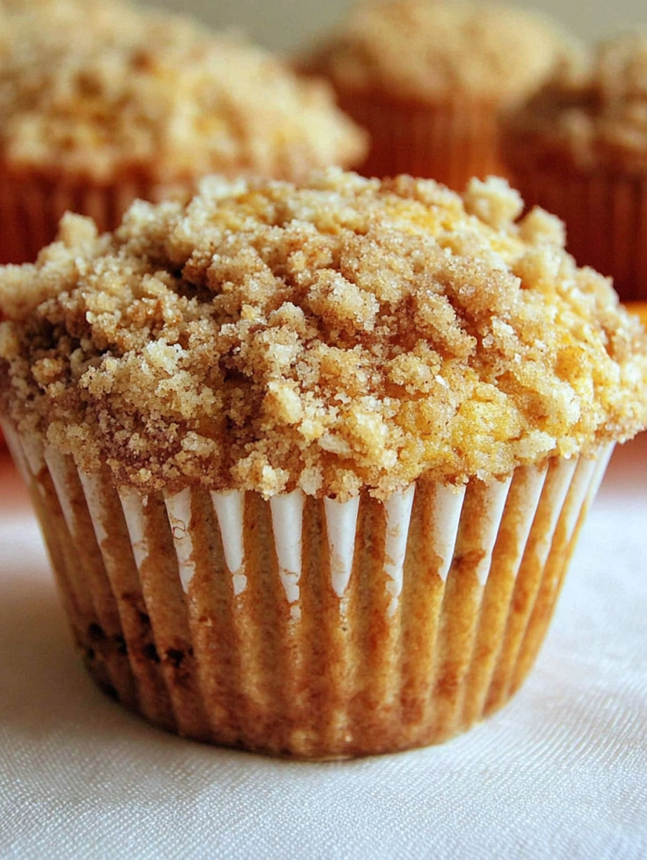 A muffin with a streusel topping.