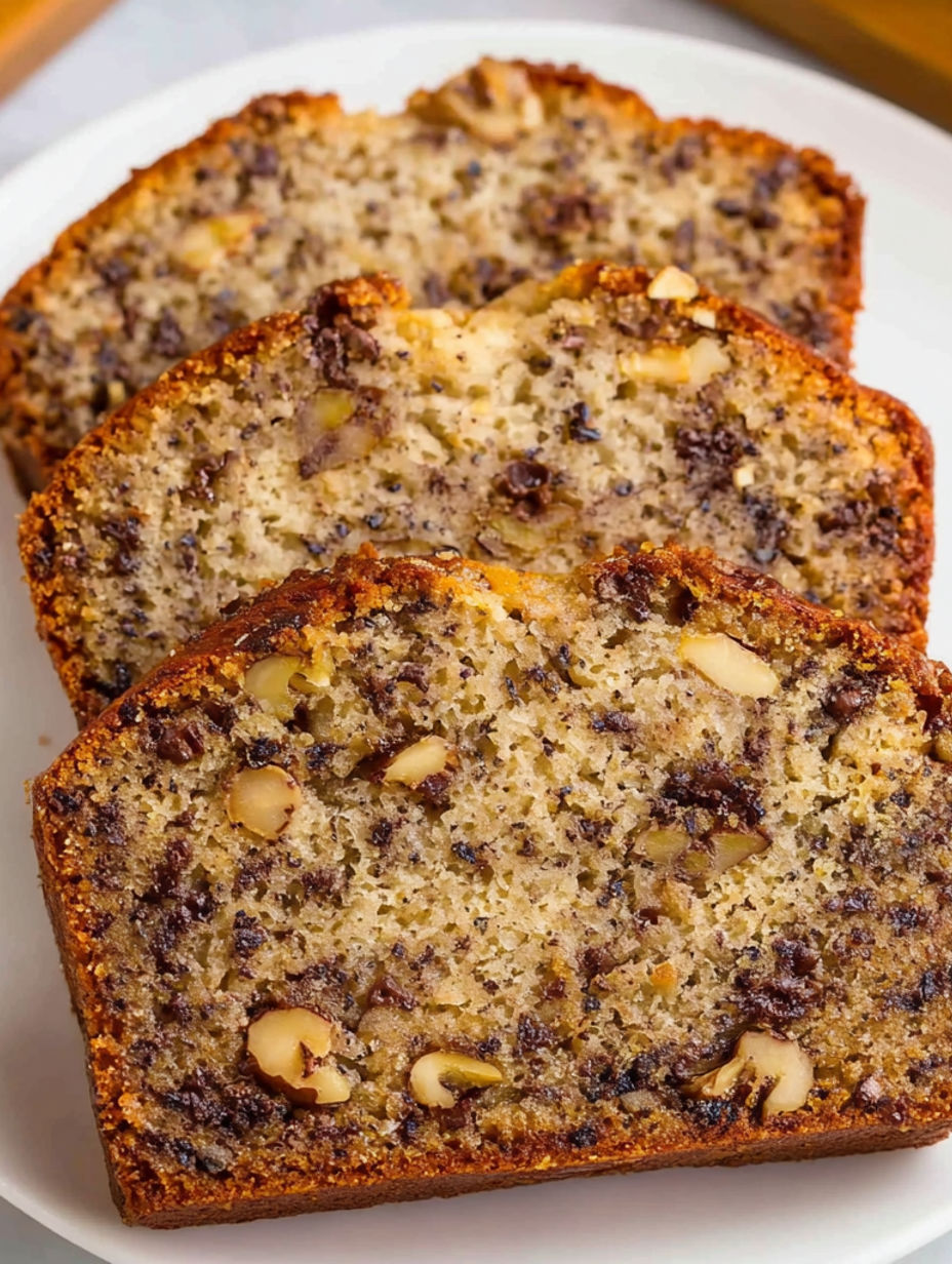 Two slices of banana bread.