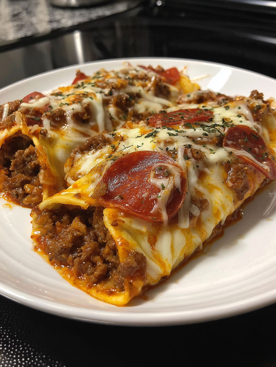 A plate of food with pepperoni and cheese.