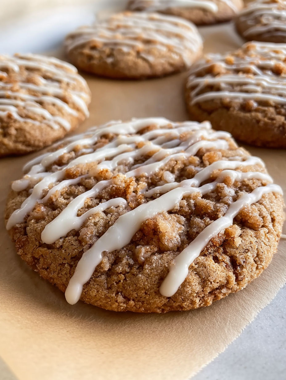 A cookie with white icing on top.