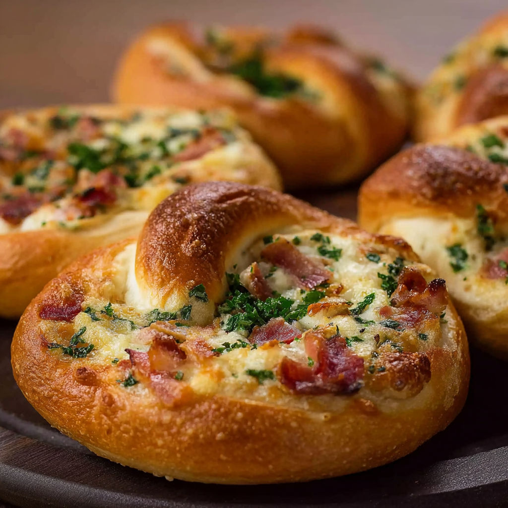 A plate of Flammkuchen Brezeln.