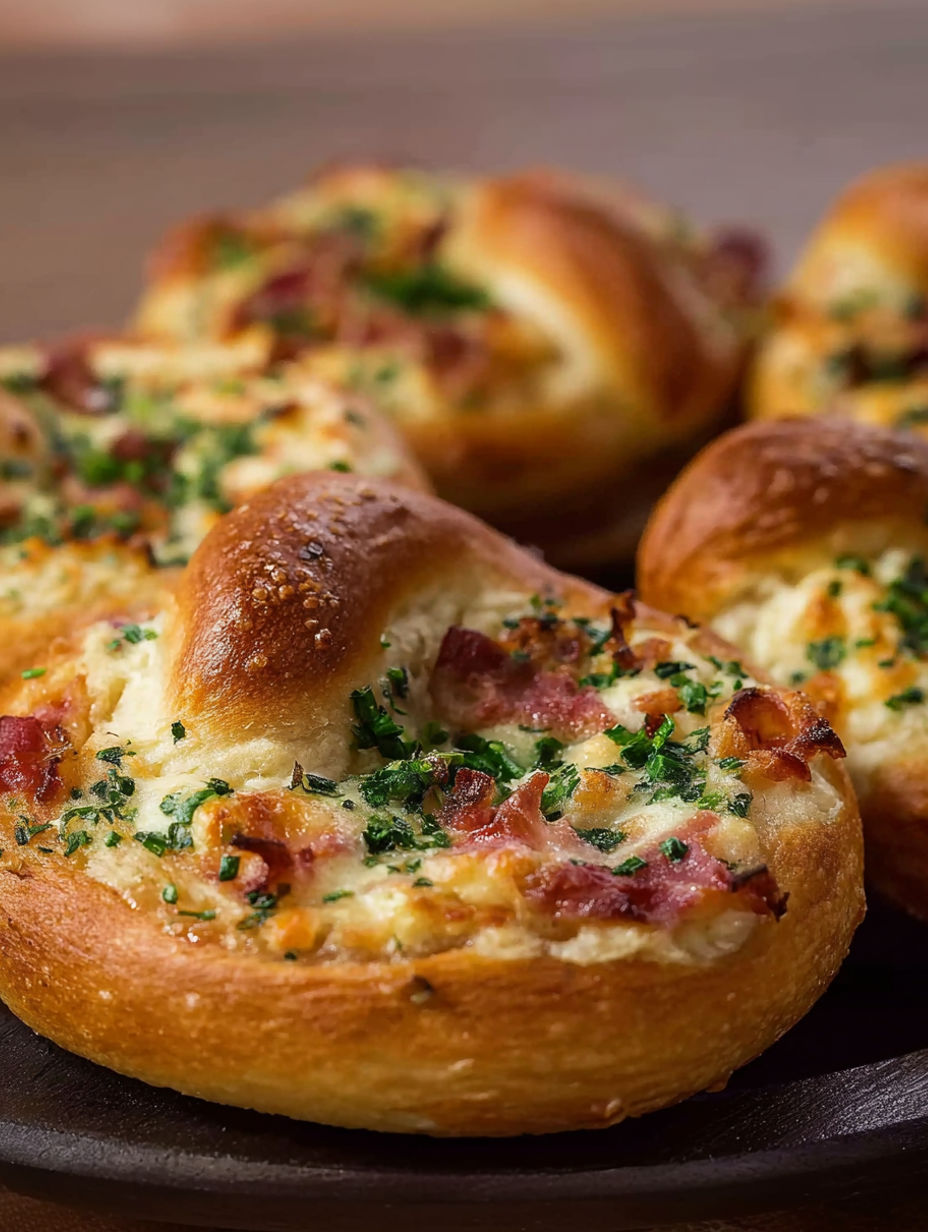 A plate of bread with meat and cheese on it.