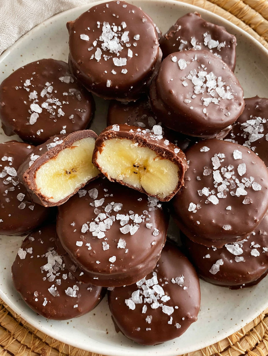 A plate of frozen chocolate banana bites.