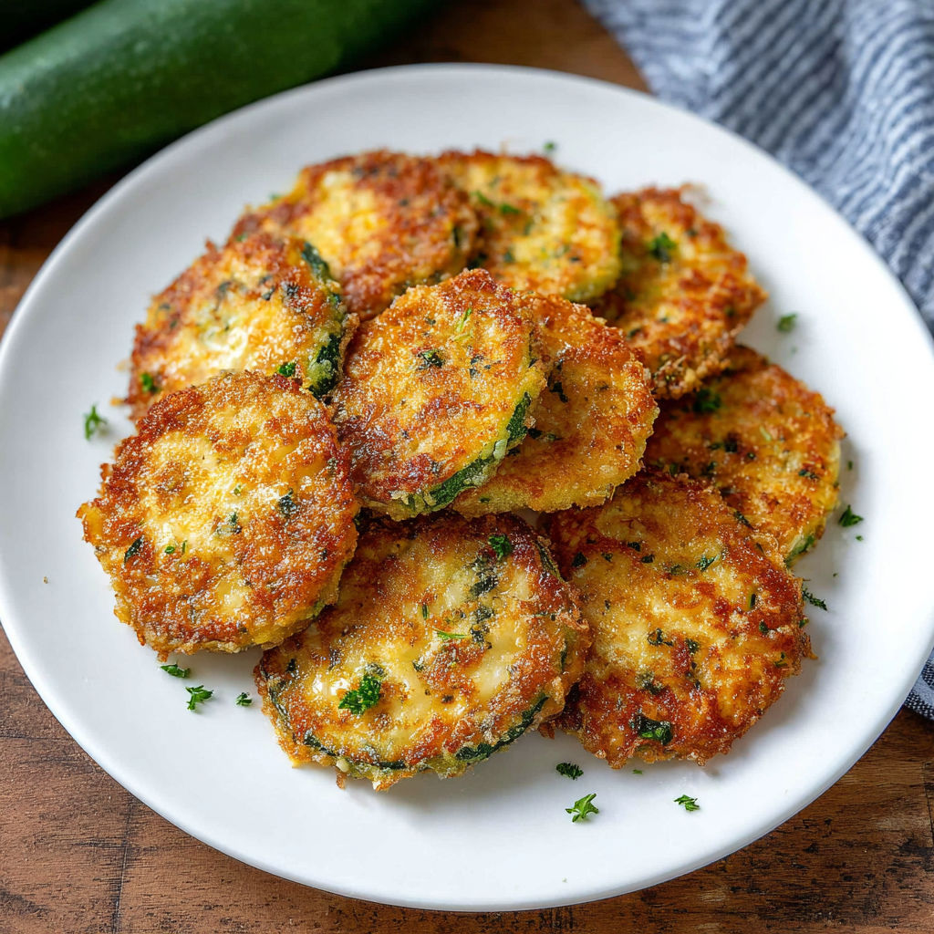 A plate of air fried zucchini chips.