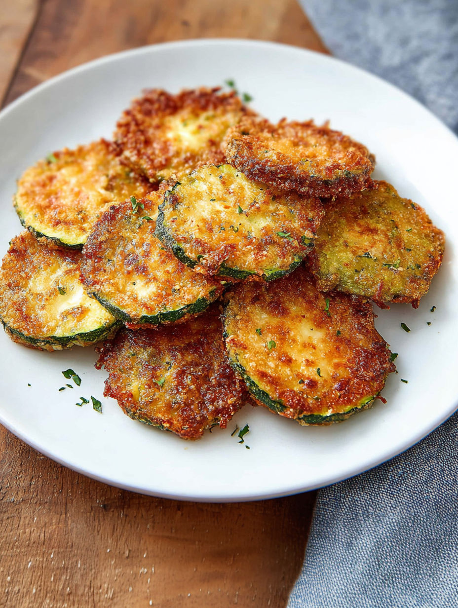 A plate of air fryer zucchini chips.