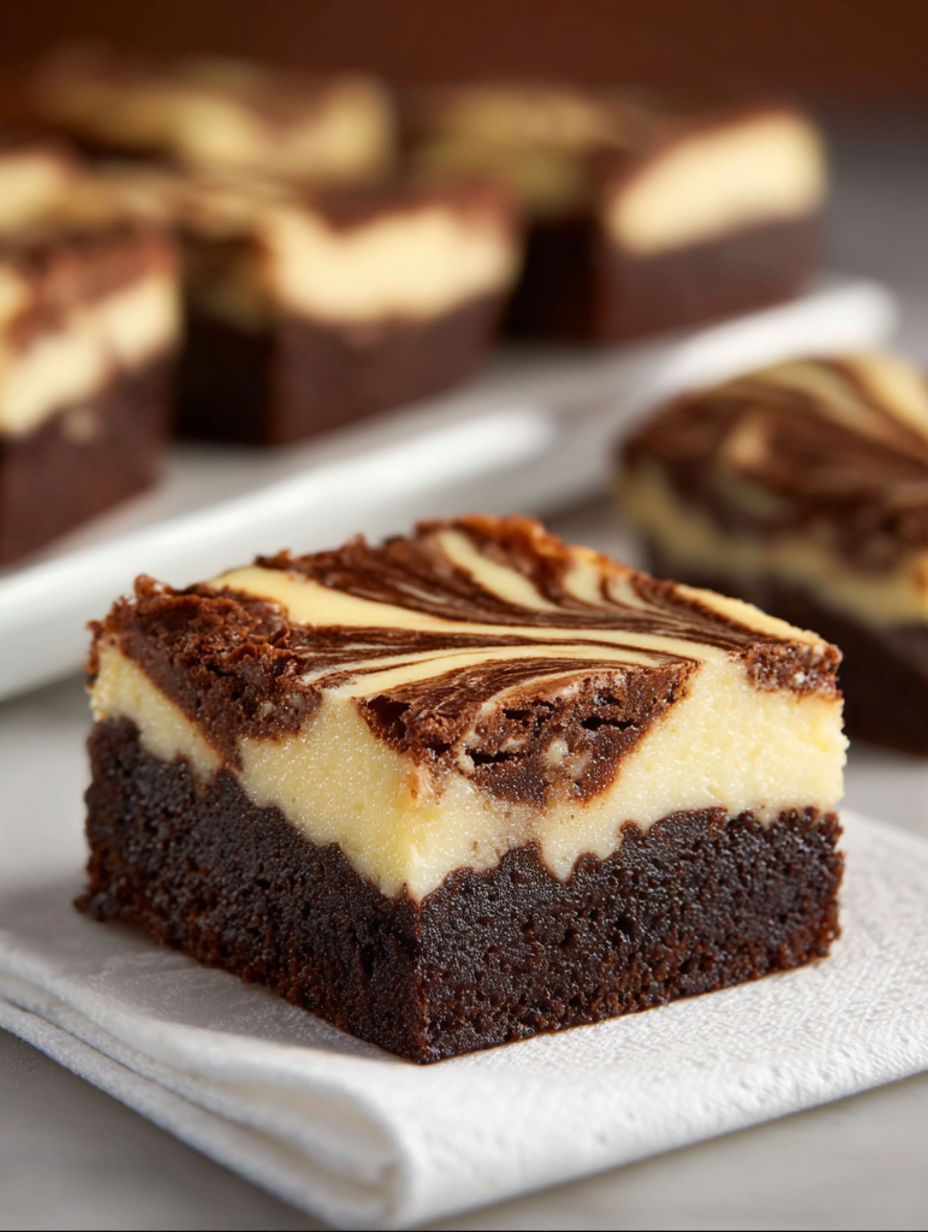 A slice of chocolate cheesecake on a plate.