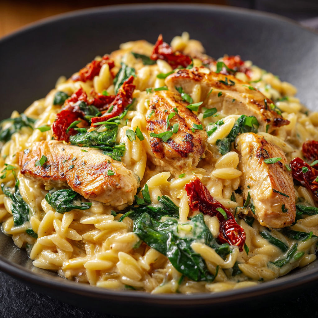 A bowl of pasta with chicken and vegetables.