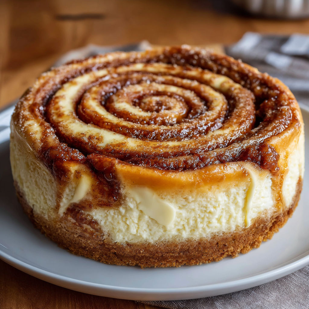 A slice of cinnamon roll cheesecake.