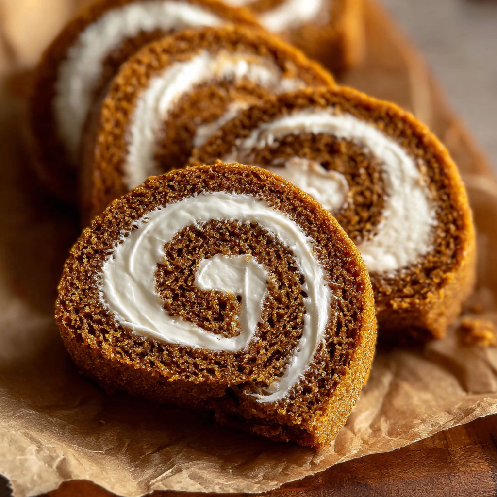 A roll of cake with white frosting and orange filling.