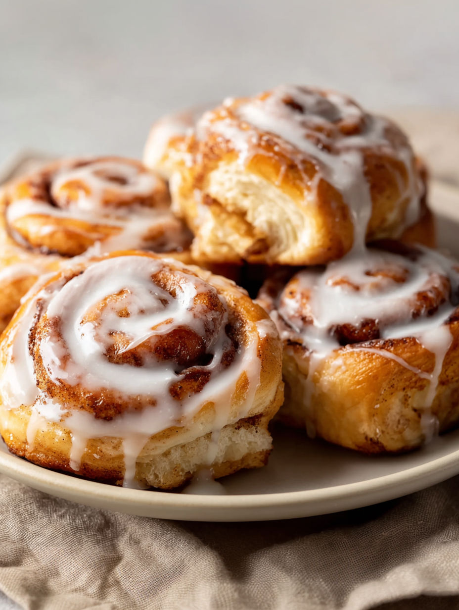 A plate of homemade cinnamon rolls.