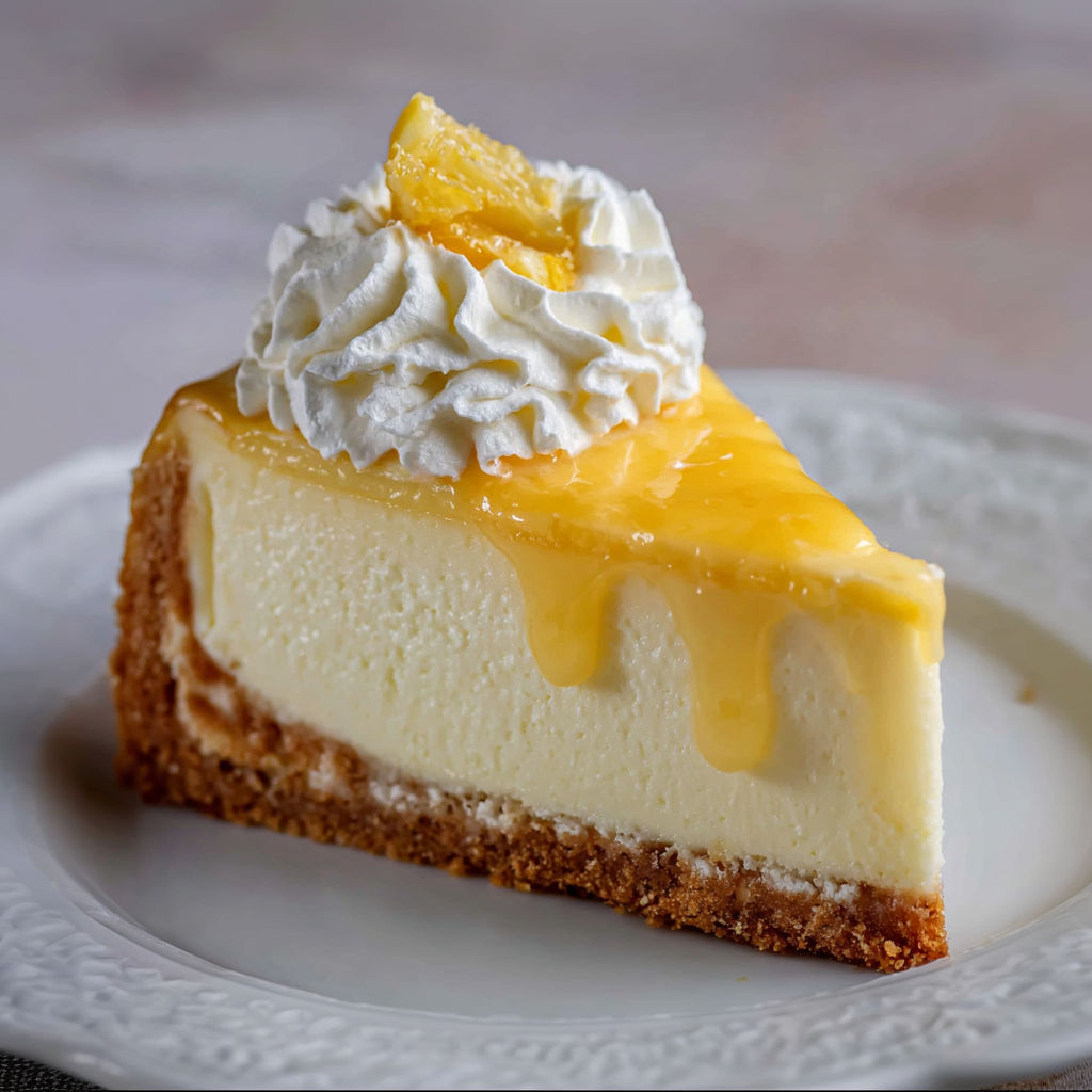 A slice of cheesecake with a dollop of whipped cream on top.