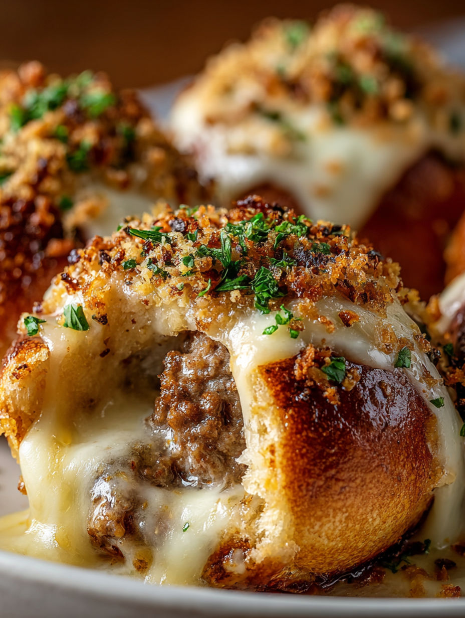 Garlic Parmesan cheeseburger bombs.