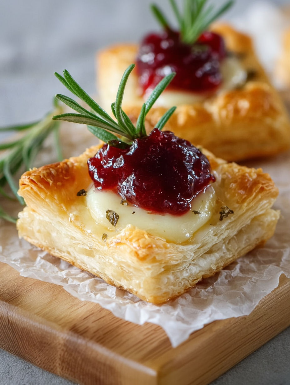 A pastry with a jelly filling and a sprig of thyme on top.