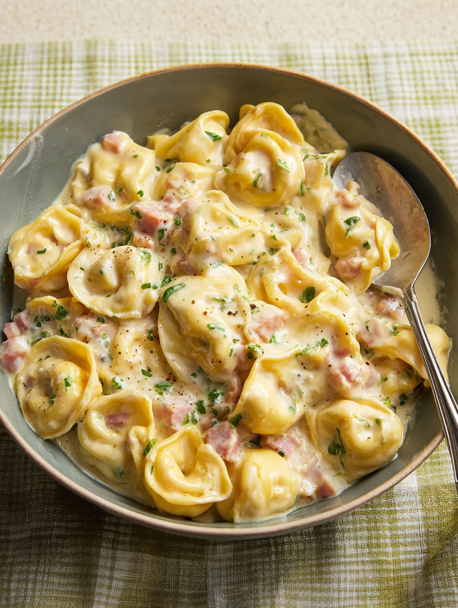 A bowl of pasta with meat and cheese.