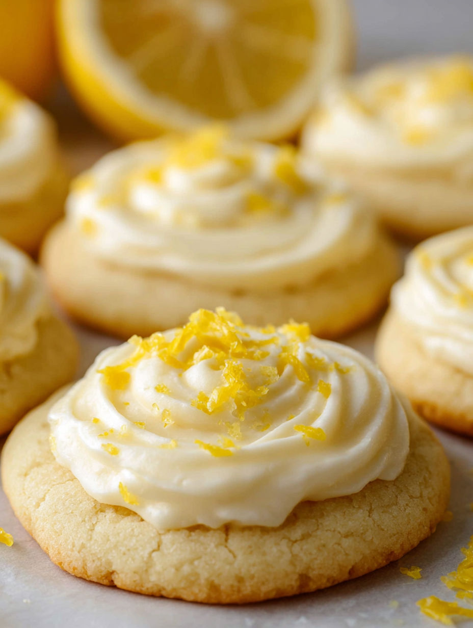 A plate of frosted cookies with lemon zest.