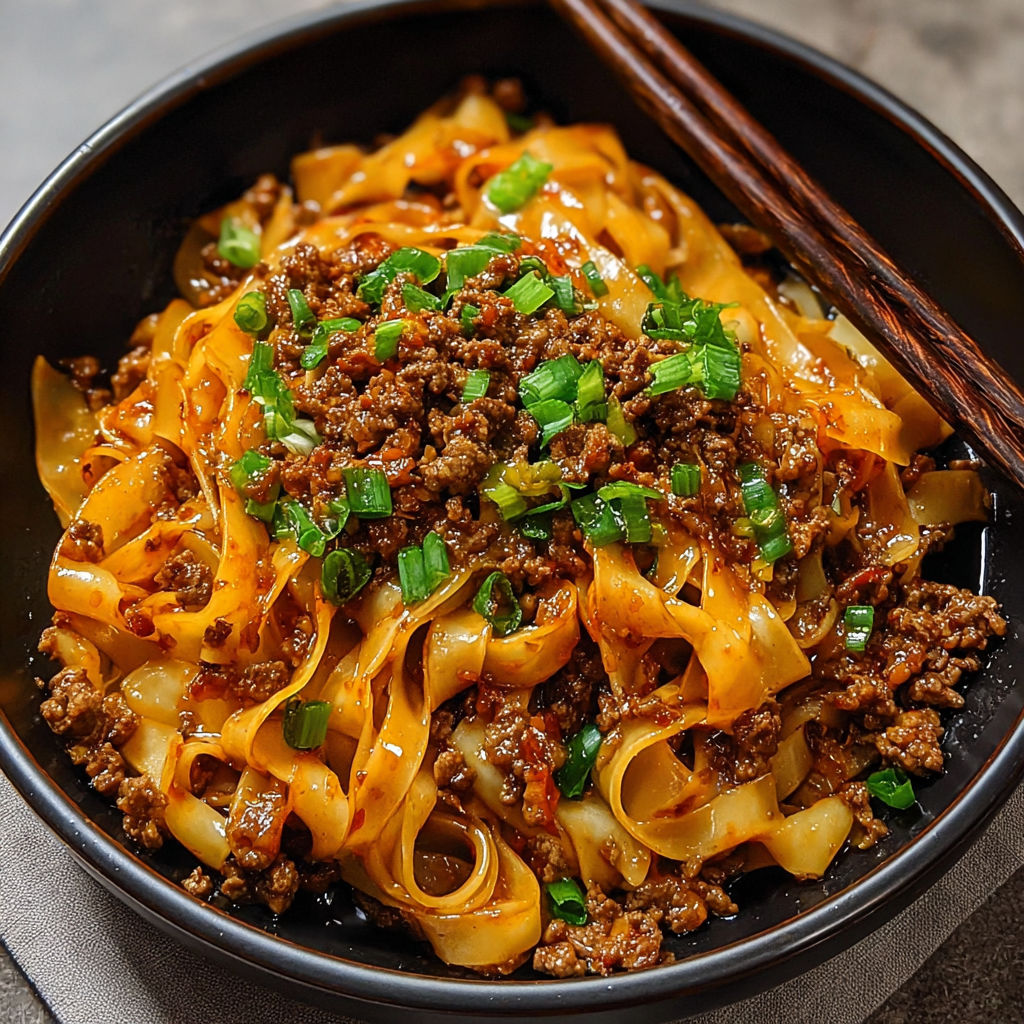 A bowl of spicy garlic beef noodles.