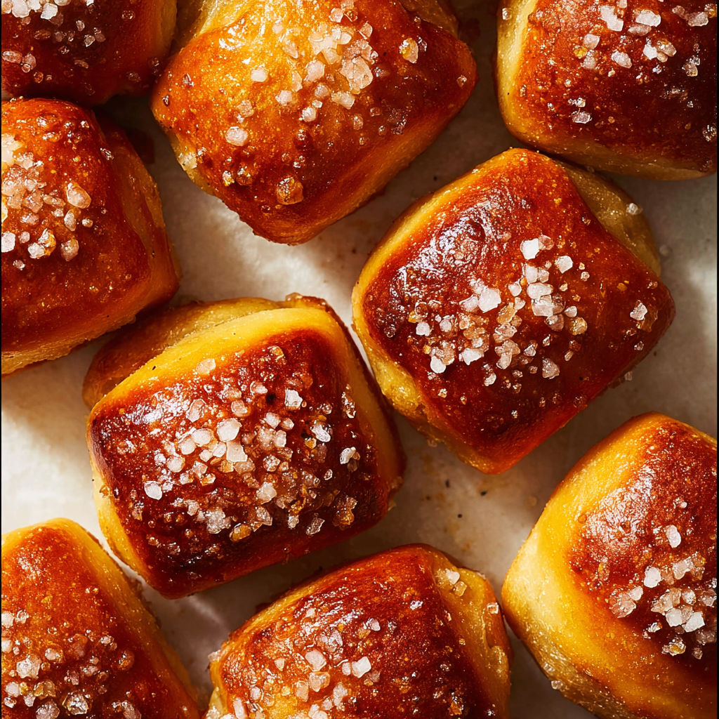 Weiche Laugenbällchen mit Salz.