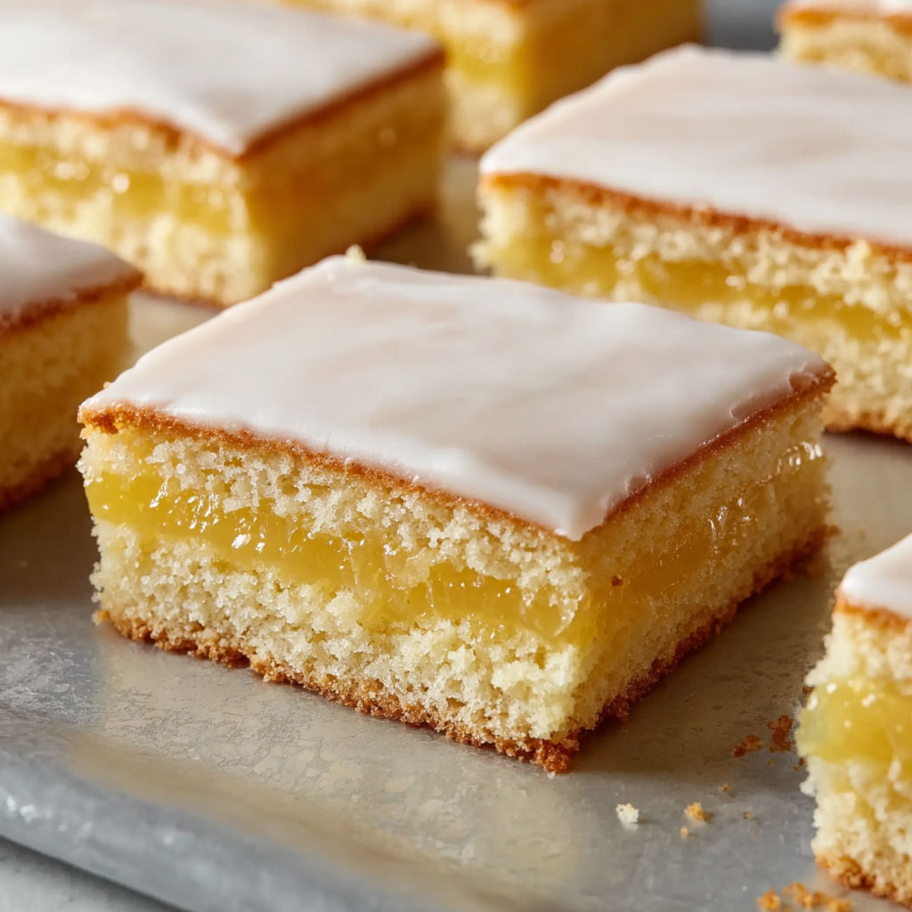 A plate of cake with white icing.