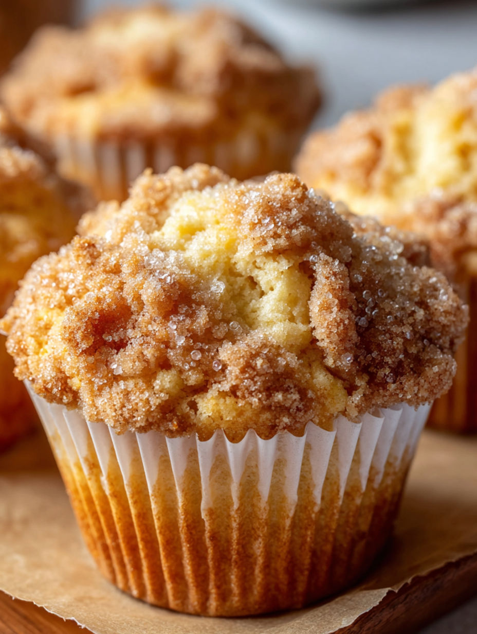 A muffin with a brown sugar topping.