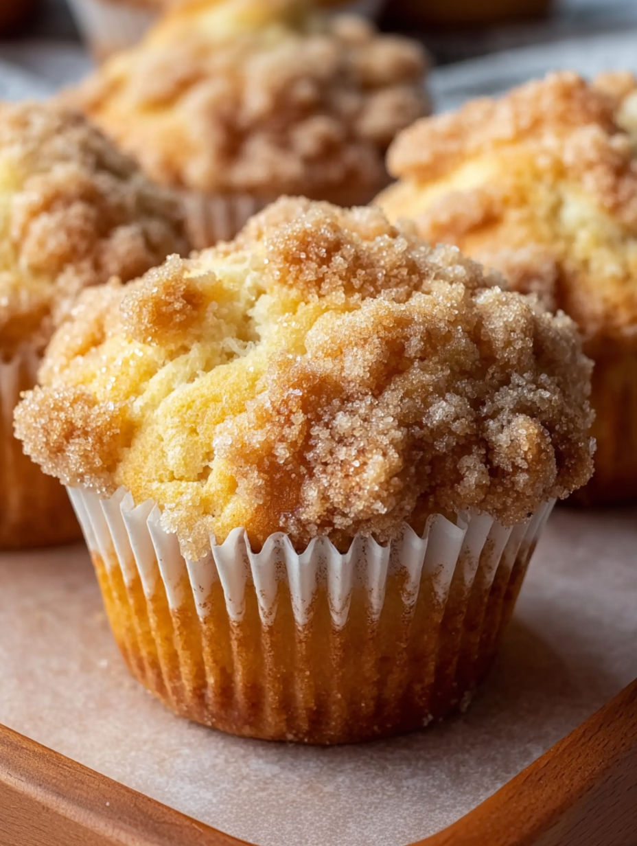 A muffin with a brown sugar topping.