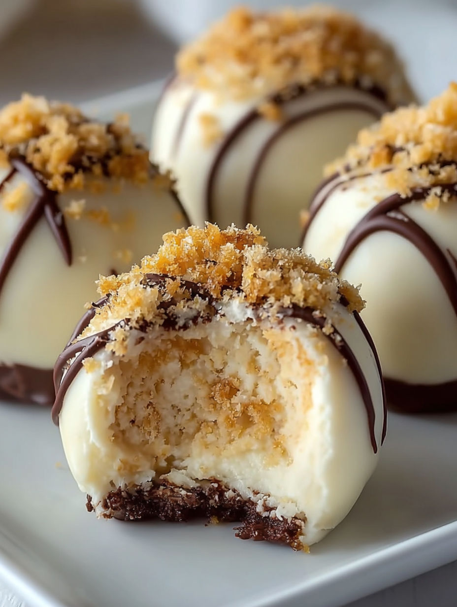 A plate of Käsekuchen-Pralinen.