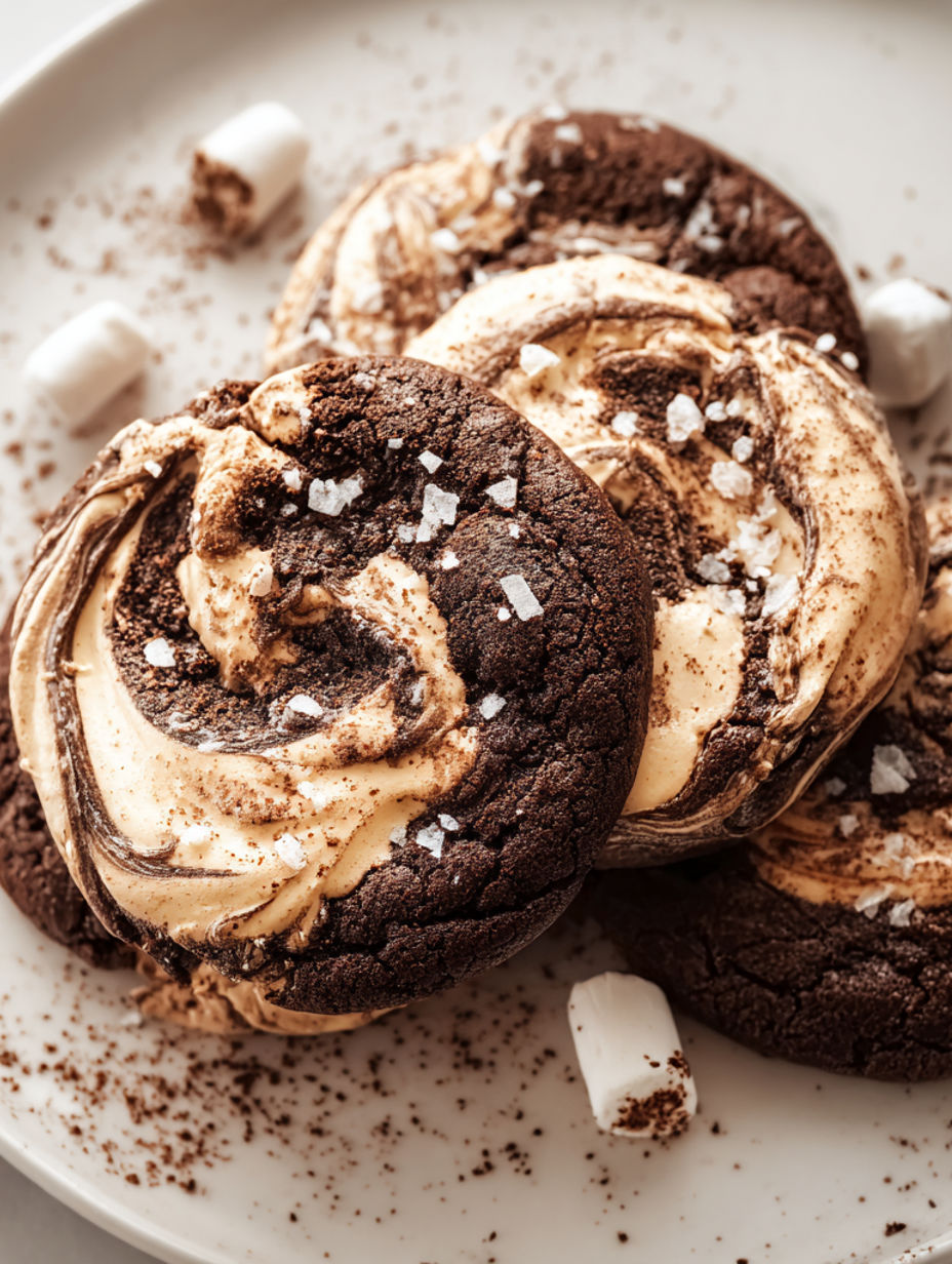 Chocolate marshmallow swirl cookies.