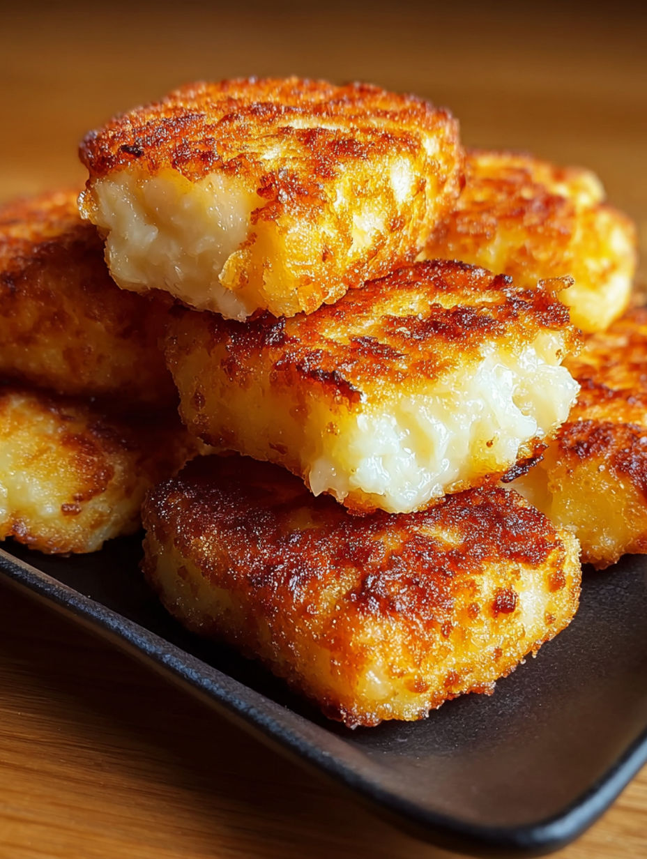 A stack of Kartoffelpüree-Käse-Puffs.