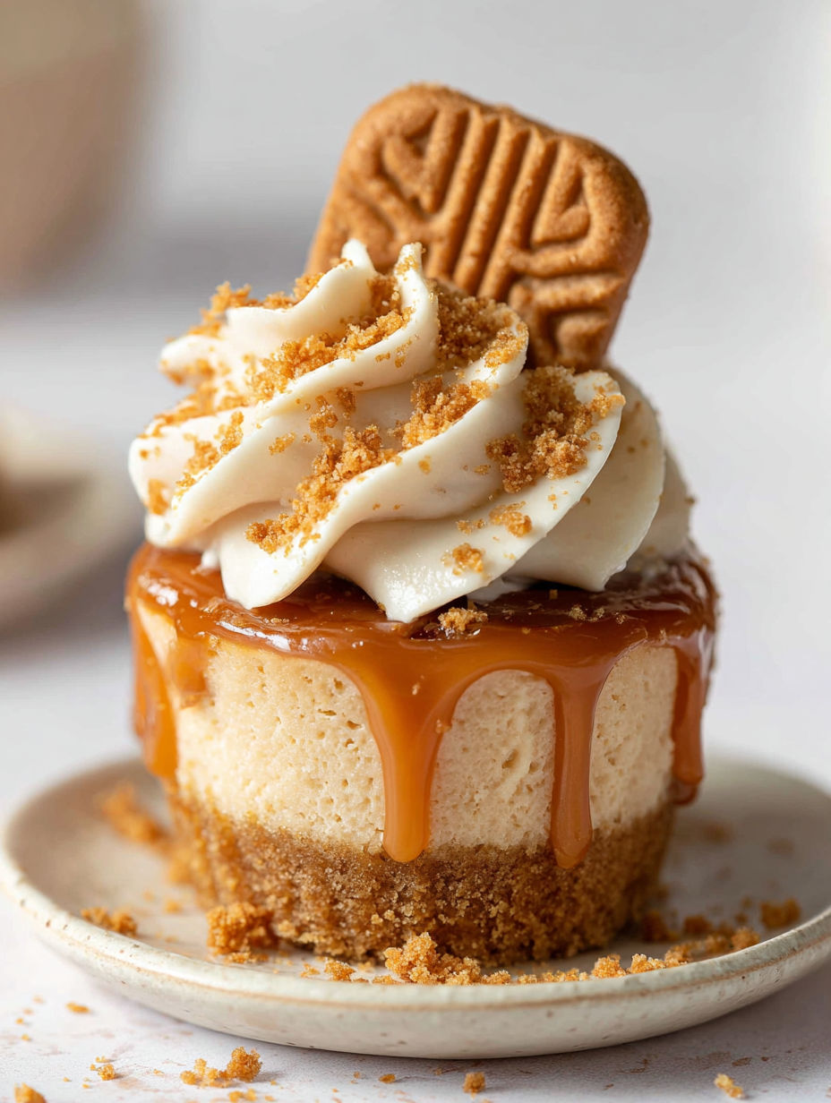 A small dessert with a cookie on top.