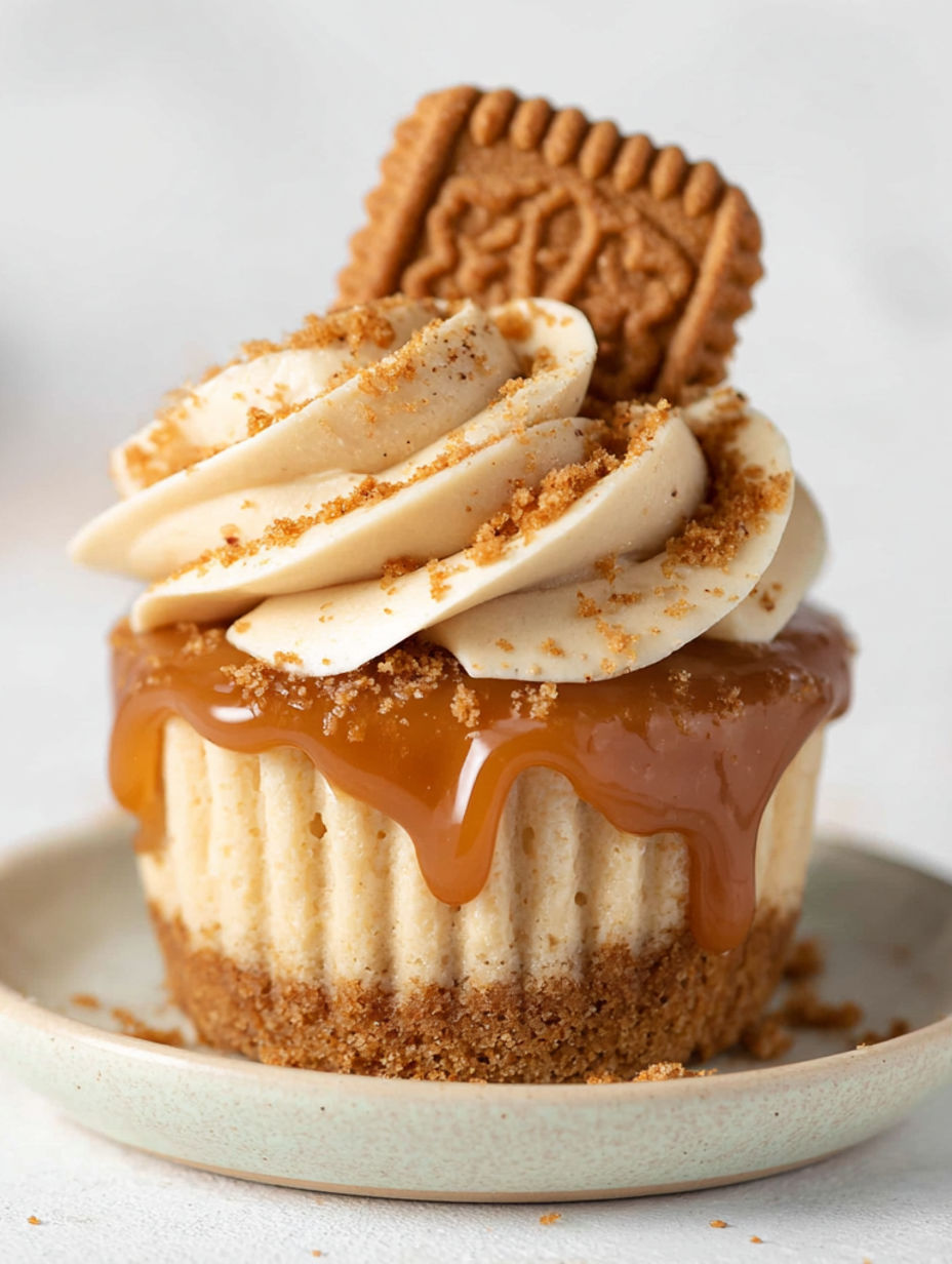 A small dessert with a cookie on top.