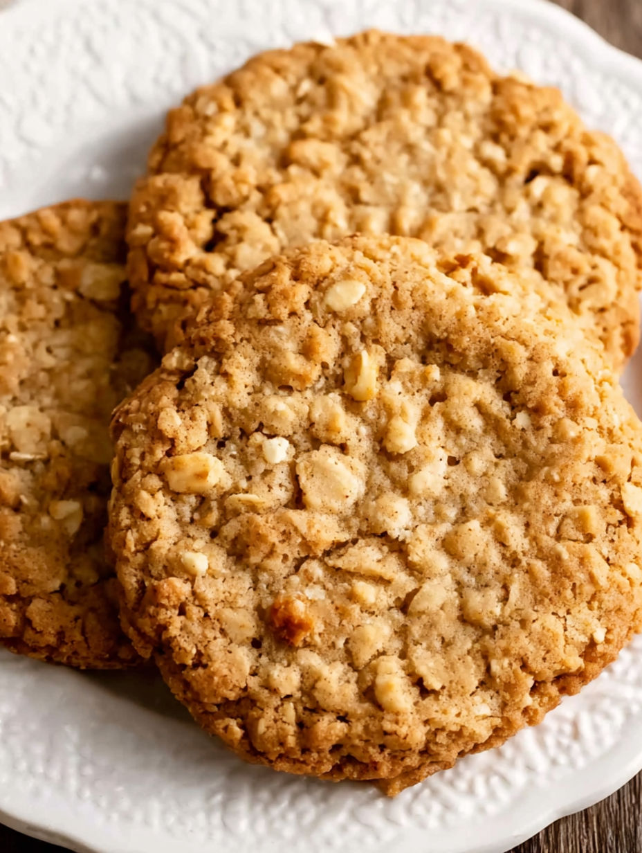 Peanut butter oatmeal cookies on a plate.