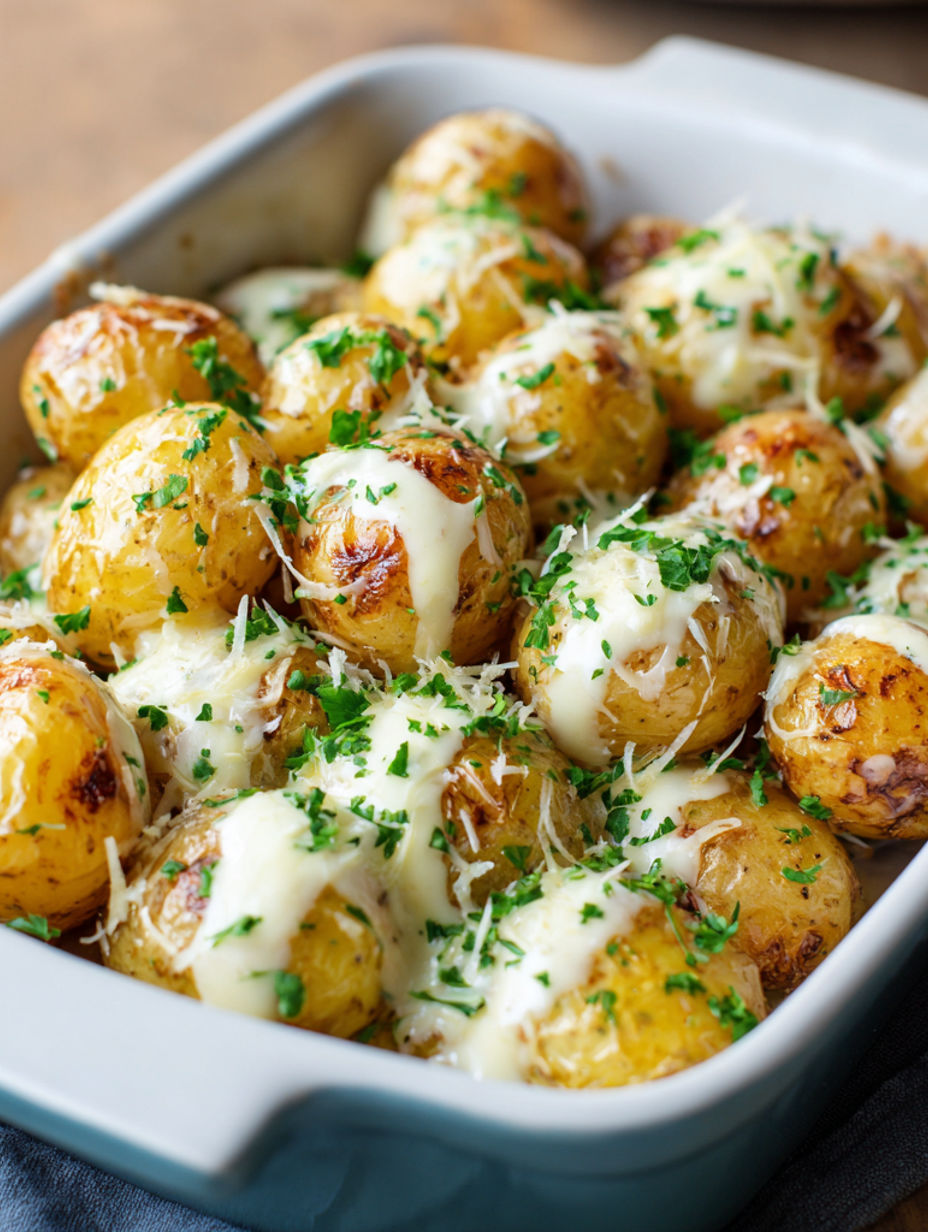 A dish of creamy potatoes.