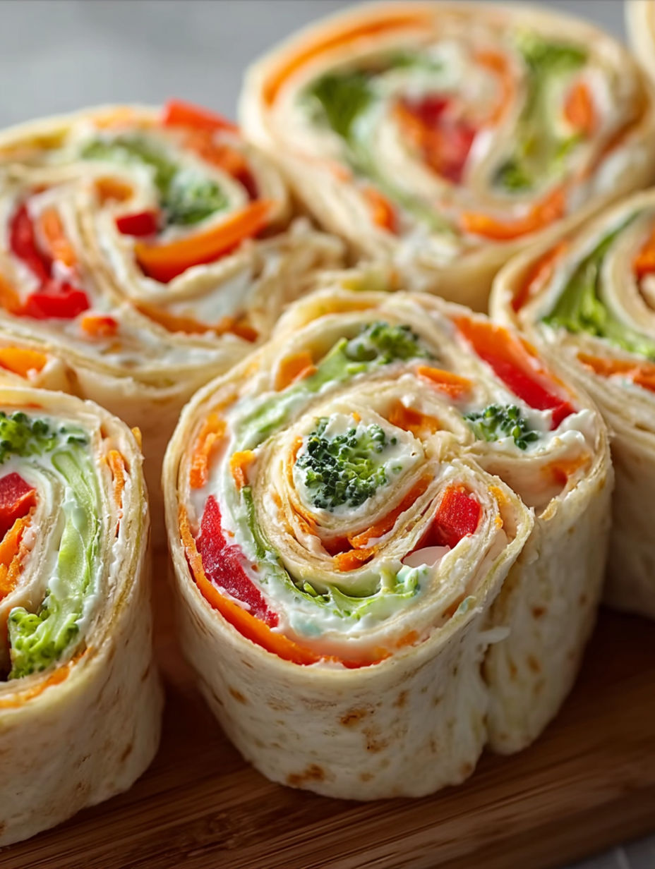 A plate of fresh vegetable wraps.