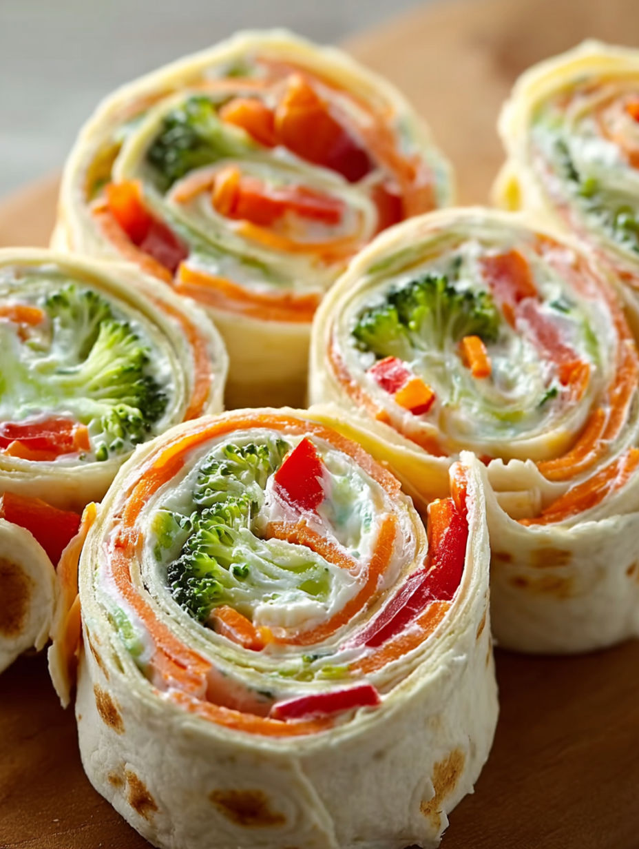 A plate of fresh vegetable wraps.