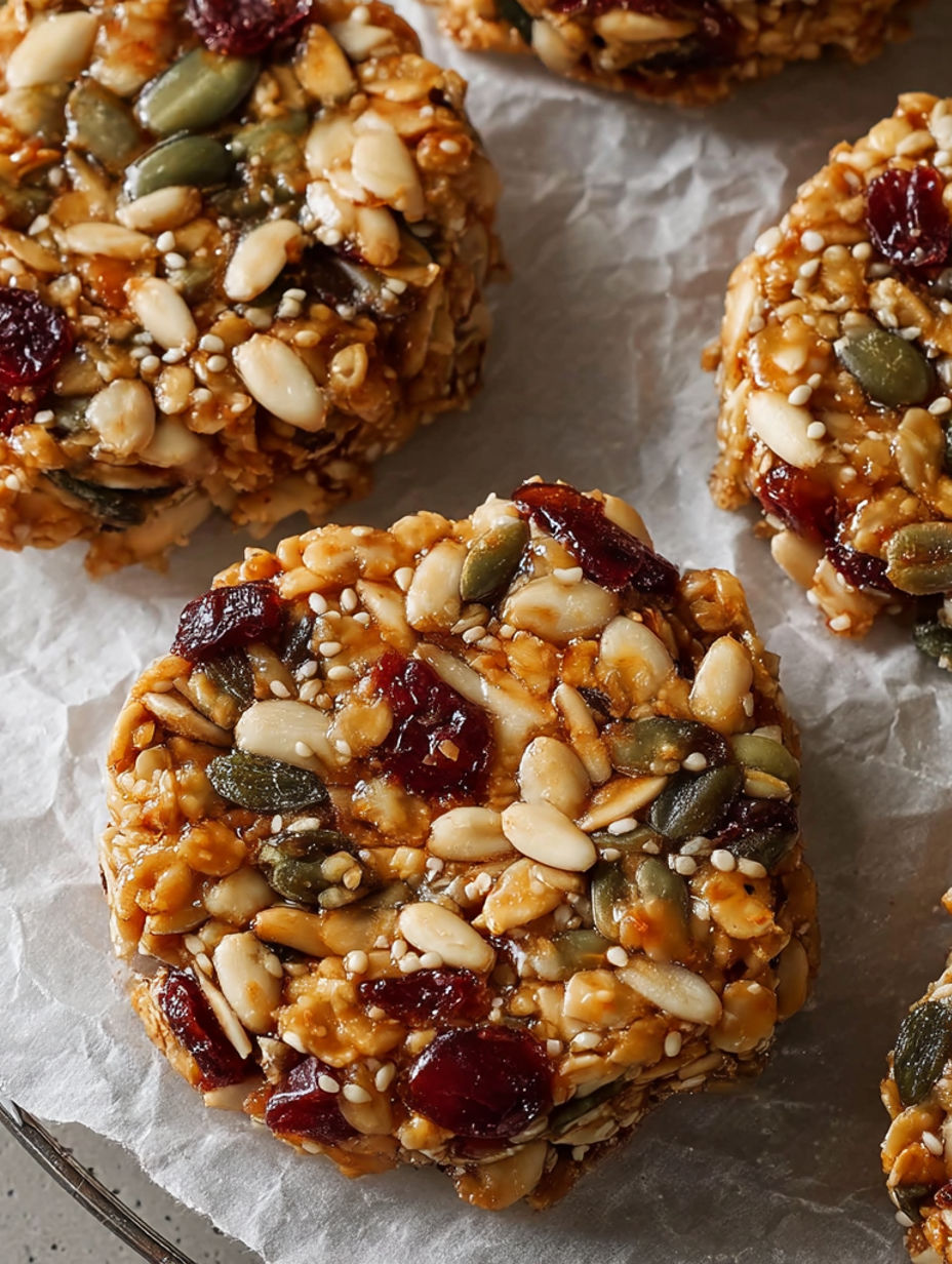 A close up of a cake with nuts and berries.