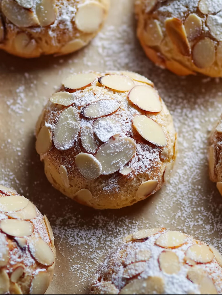 Marzipan-plätzchen mit mandeln.