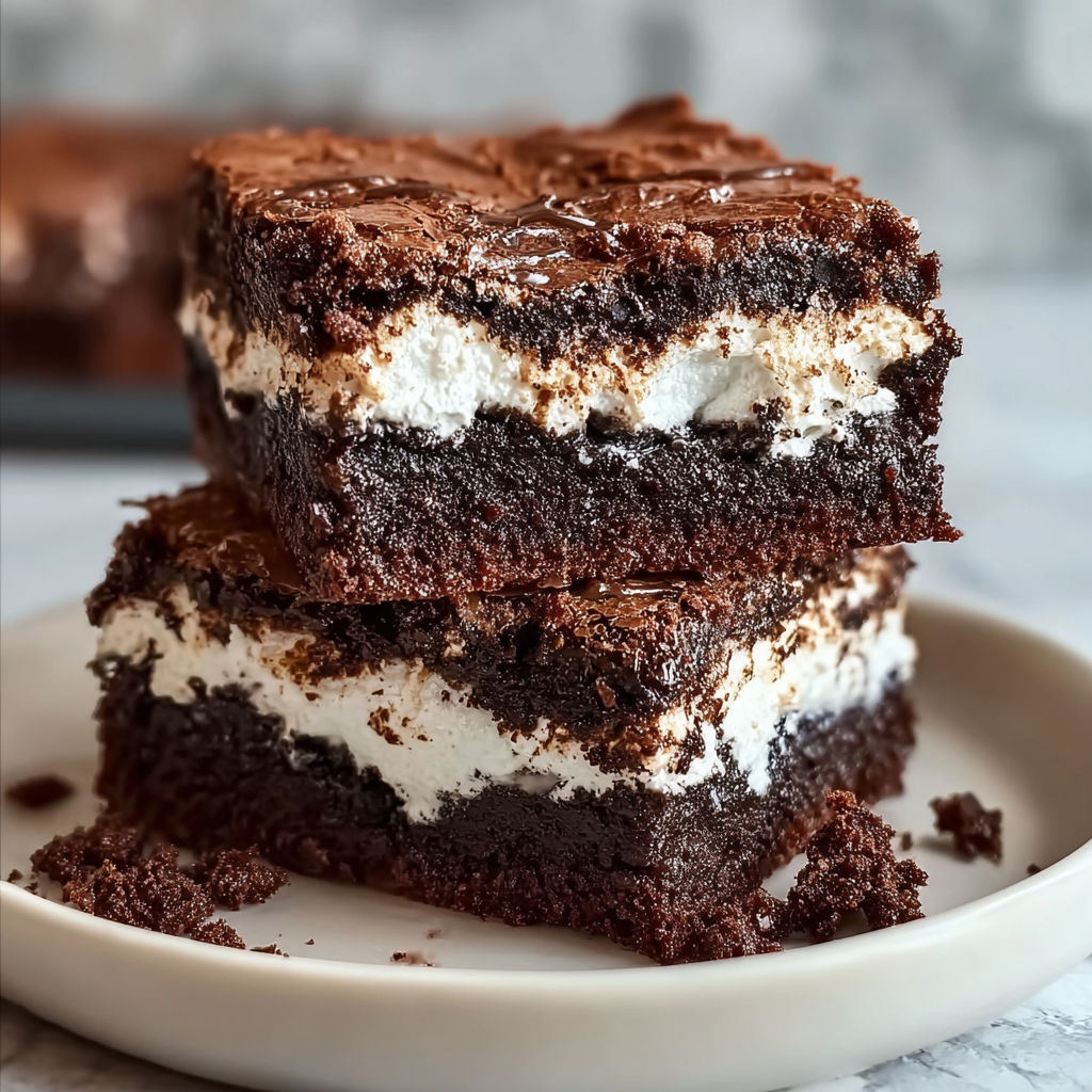 A plate of brownies with white frosting.