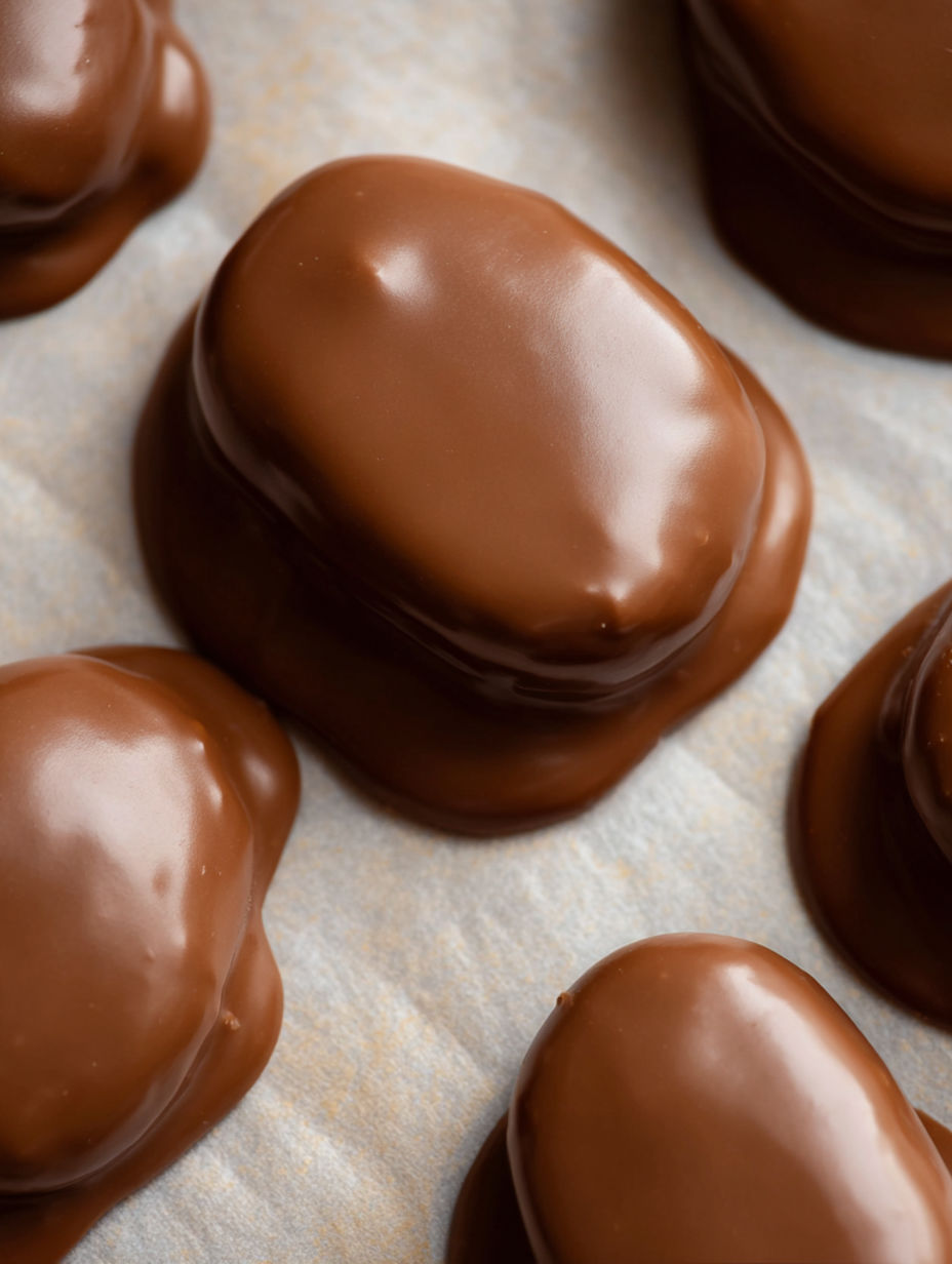 A close up of a chocolate peanut butter protein bar.