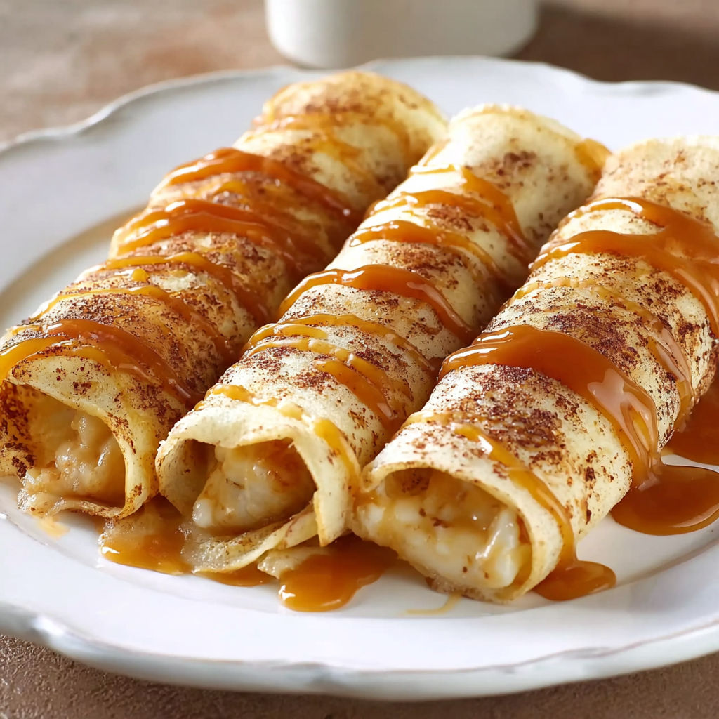 A plate of apple pie enchiladas.