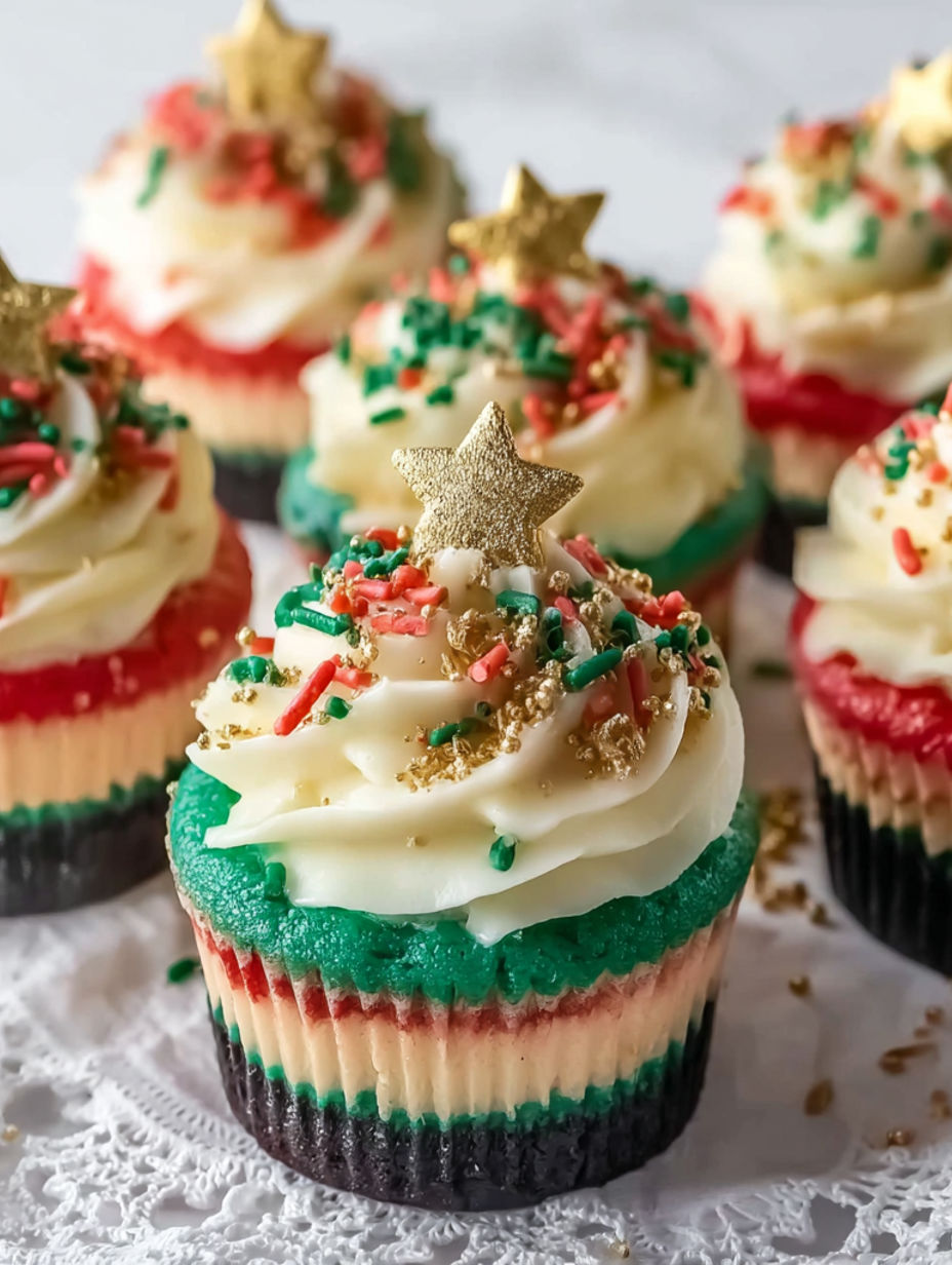 A cupcake with a star on top.