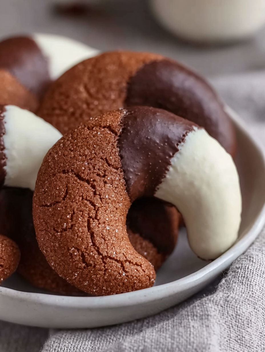 A bowl of Nougat-Kipferl cookies.