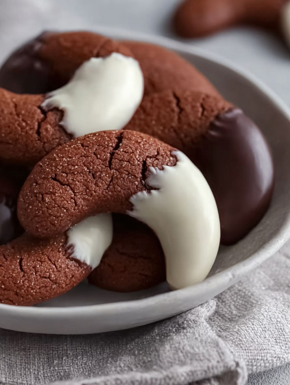 A bowl of Nougat-Kipferl cookies.