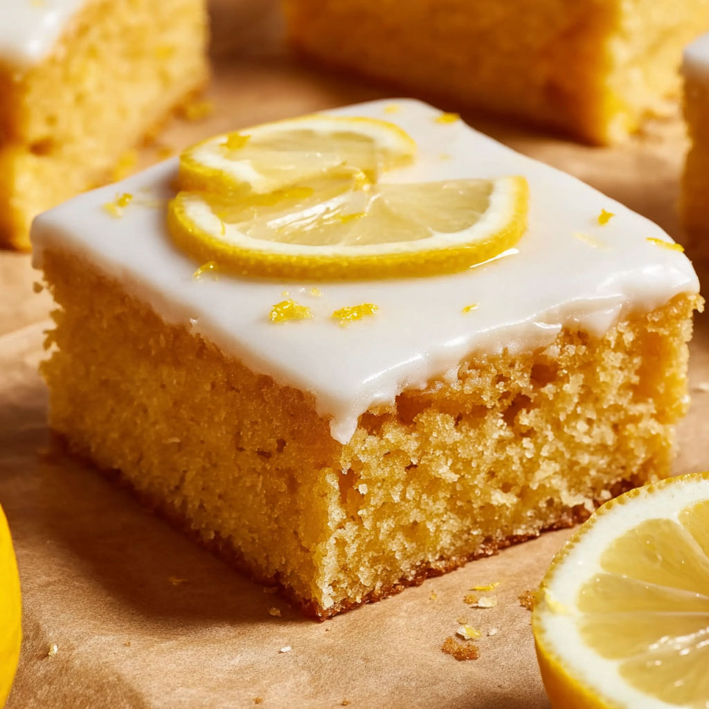A slice of lemon brownies.
