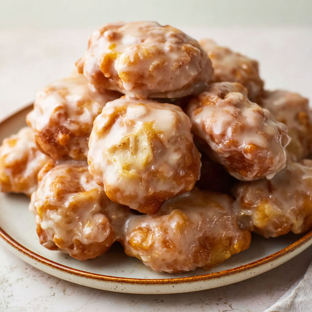 A plate of apple fritter bites.