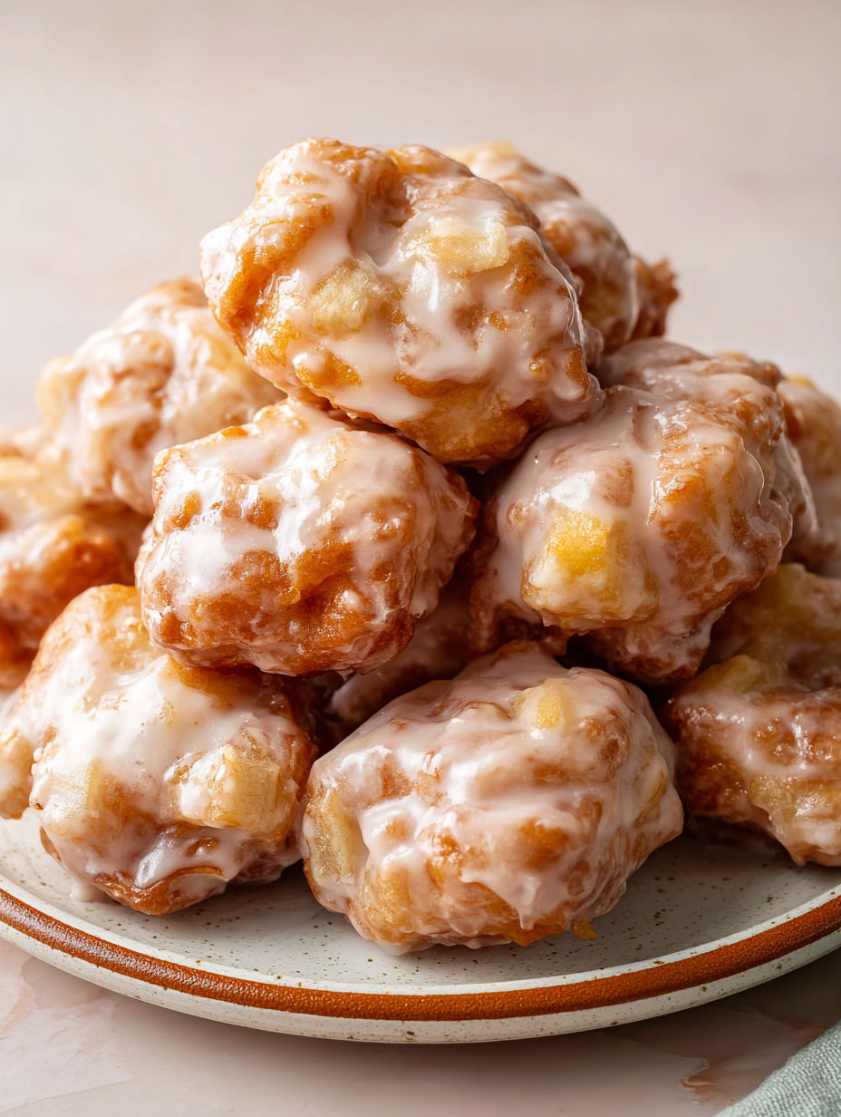 A plate of apple fritter bites.