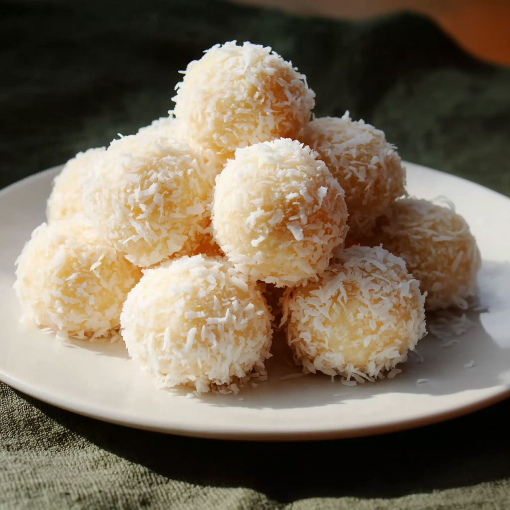 A plate of coconut balls.