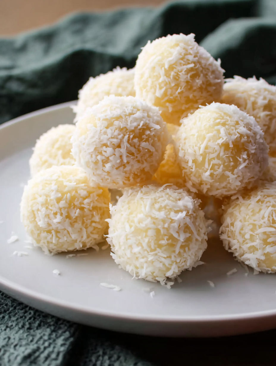 A plate of coconut balls.